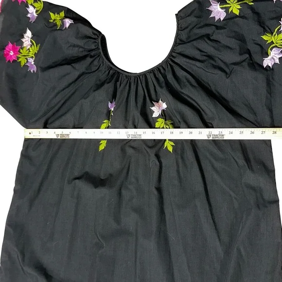 Vintage Queen Cato Embroidered Floral Dress Scalloped Hem Short Sleeve Size 2X - Picture 4 of 7